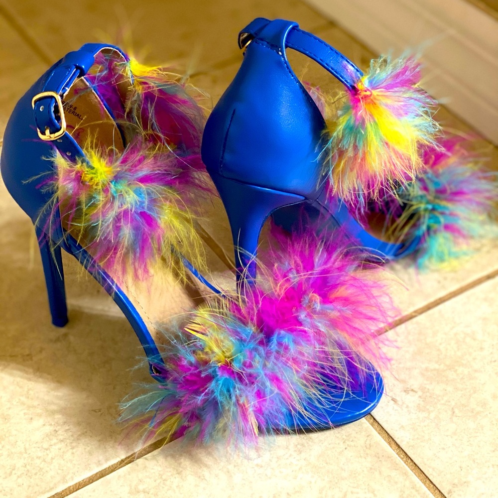 Faux fur heels